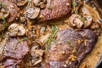 This pan-seared Filet Mignon recipe really is our go to recipe for filet mignon. Melt-in-your mouth tender and every bite is so flavorful in that mushroom wine cream sauce. Watch the video tutorial on how to cook the best filet mignon. | natashaskitchen.com