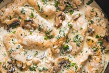 One Pan Chicken Mushroom with Creamy Herb Sauce