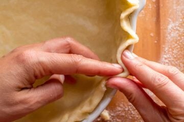 Pie Crust recipe in a white pie dish