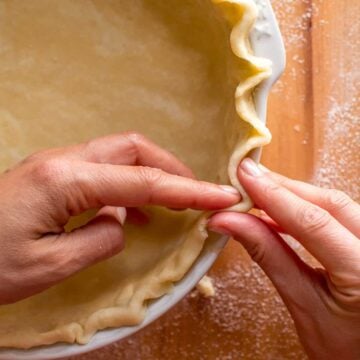 Pie Crust recipe in a white pie dish