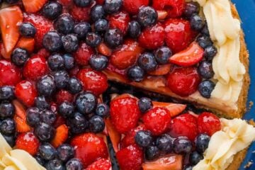 Our spin on the classic German Fruit Cake "Obstkuchen Obsttorte". It has a super soft cake base, is loaded with glazed berries and a secret ingredient stabilized whipped cream frosting! | natashaskitchen.com