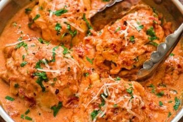 This&nbsp;one-pan Sun-Dried Tomato Chicken is quick, easy, and tossed in an incredibly creamy and delicious sun-dried tomato sauce + learn about cooking with sun-dried tomatoes | natashaskitchen.com