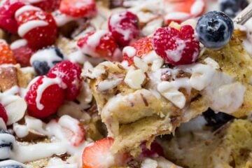 French Toast Casserole served out of the baking dish