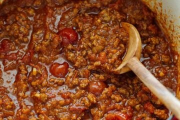 Ground beef Spaghetti meat sauce recipe in a pot