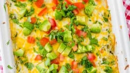 Mexican Chicken Casserole on towel