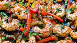 Shrimp Fajitas Recipe in Skillet