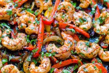 Shrimp Fajitas Recipe in Skillet