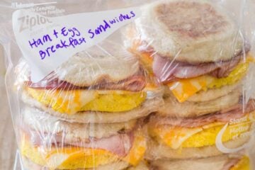 Packaged freezer friendly make ahead breakfast sandwiches