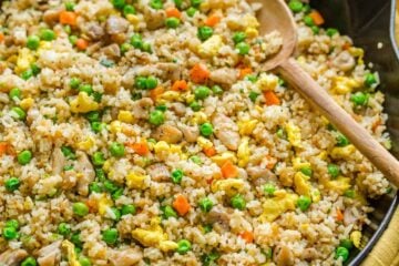 Chicken fried rice in skillet