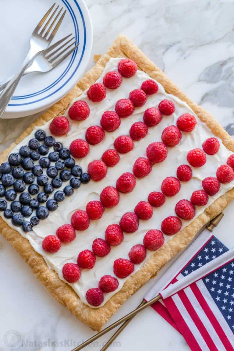 Berry Puff Pastry Tart with Flag Pattern