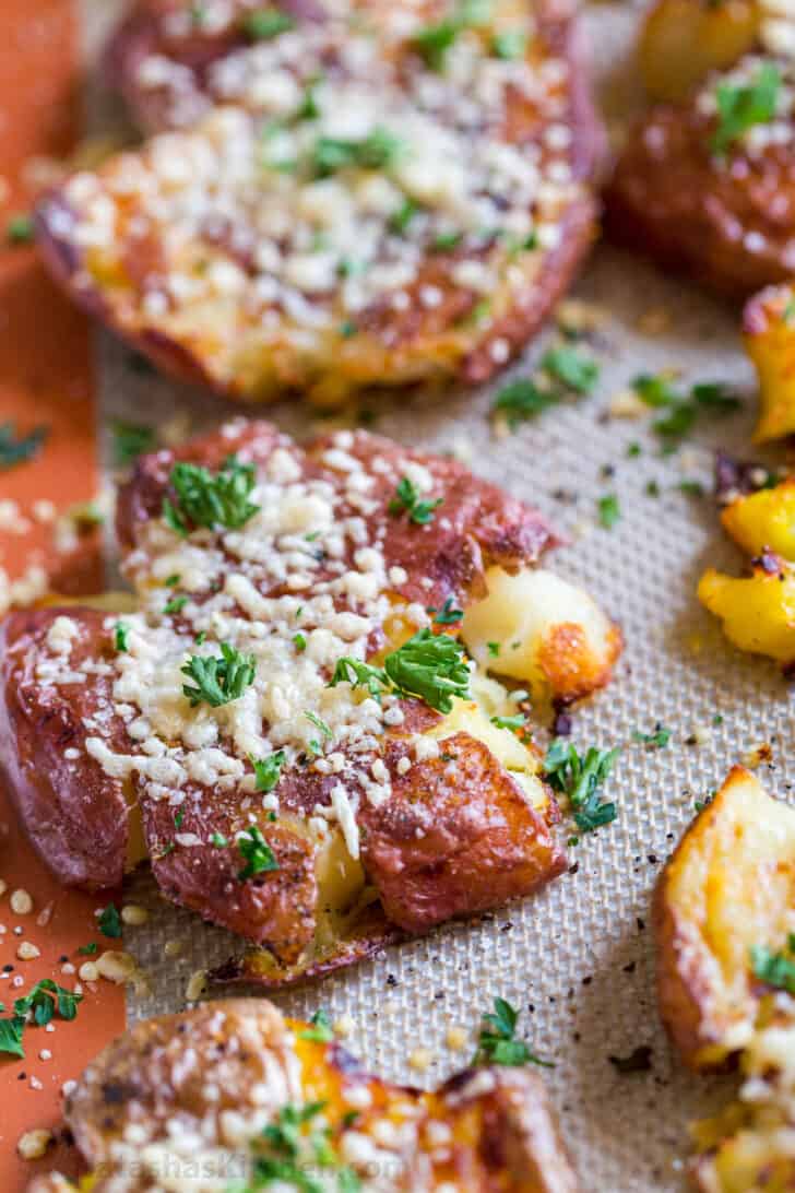 Cheesy Crispy Smashed Potatoes