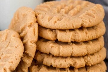 Soft peanut butter cookies stacked