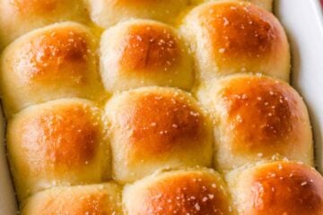 Soft Dinner Rolls in casserole dish