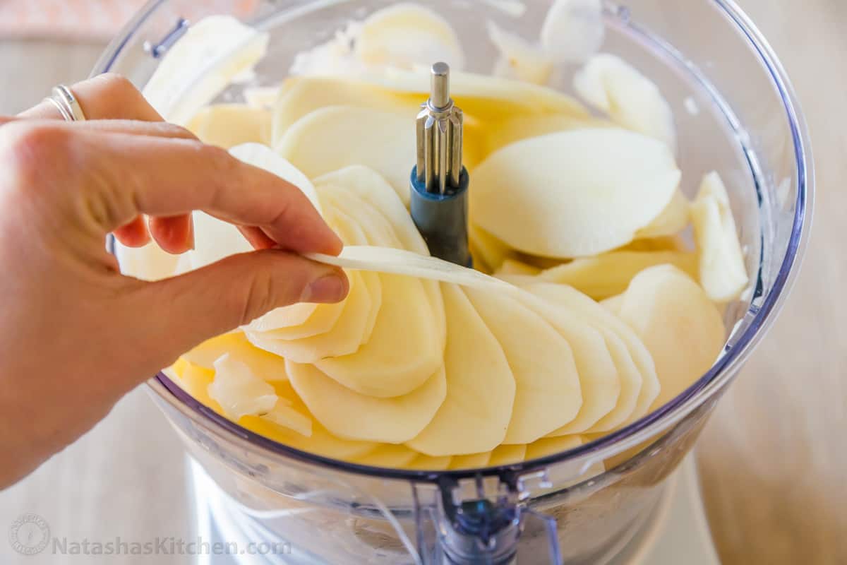 thinly sliced potatoes