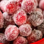sugared cranberries recipe in red bowl