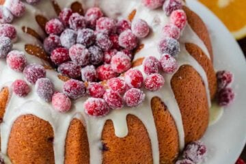 Cranberry Bundt cake with sugared cranberries