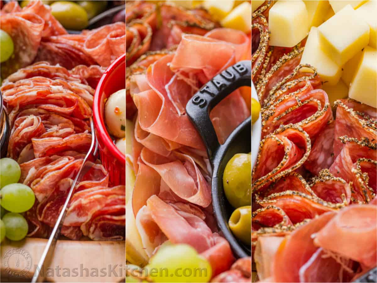 How to fold meat for charcuterie with 3 types of meats folded