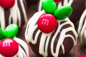 chocolate coconut balls with m&m candy