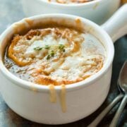 French onion soup with cheesy toast