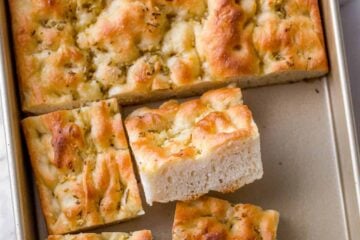 Focaccia bread recipe in baking pan