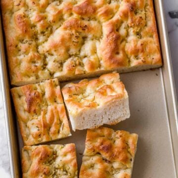 Focaccia bread recipe in baking pan