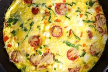 Easy Frittata recipe in black skillet