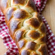 Brioche bread loaf on towel