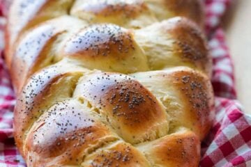 Brioche Bread loaf on kitchen towel