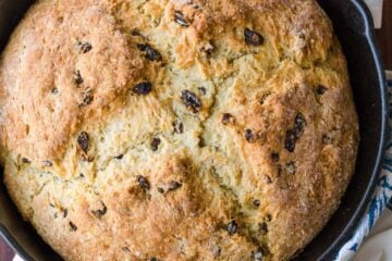 Irish Soda Bread in cast iron skillet