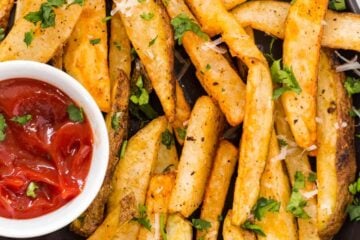 Air Fryer Fries served with ketchup