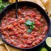 homemade salsa served restaurant style in a bowl