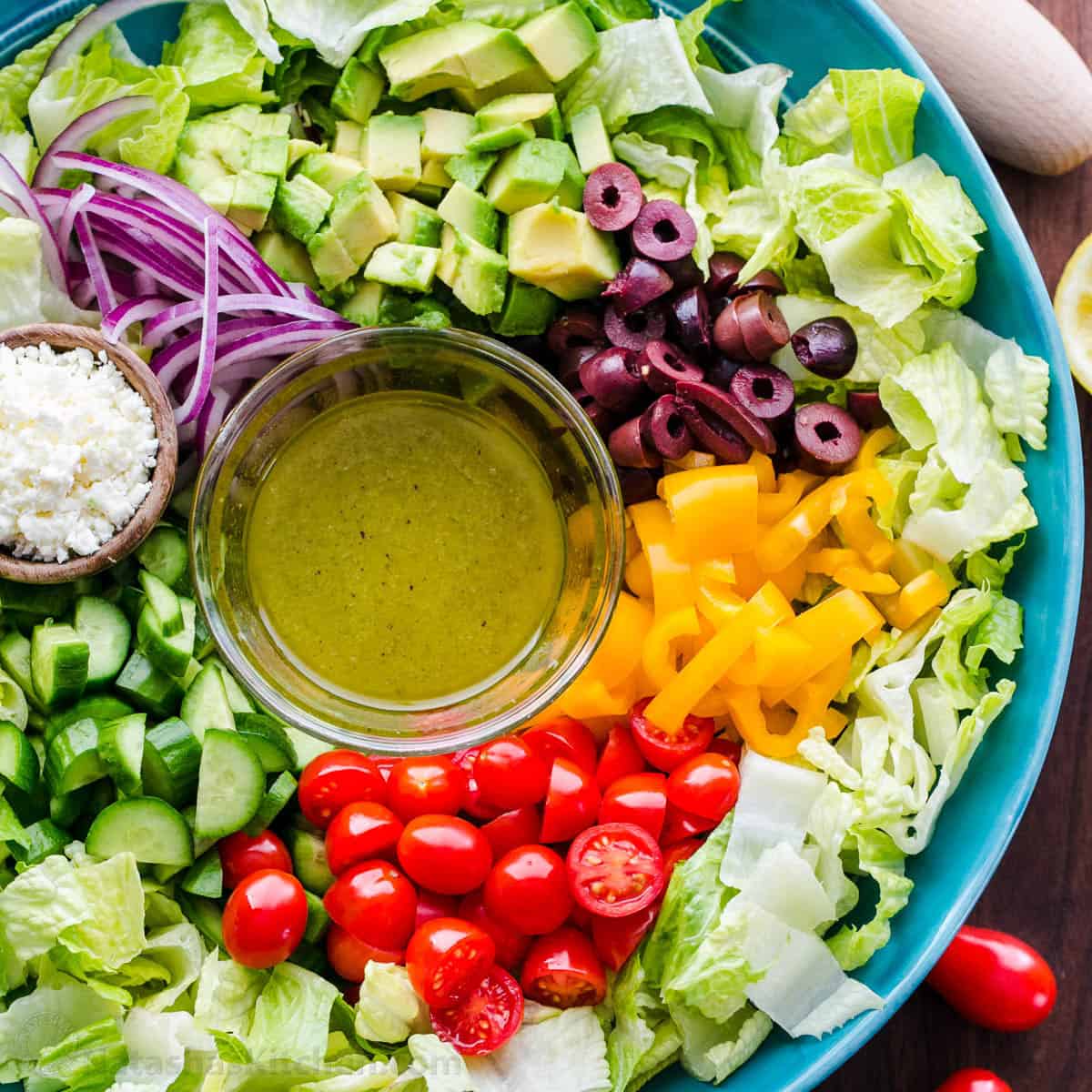 Chopped Greek Salad with Lettuce and Avocado