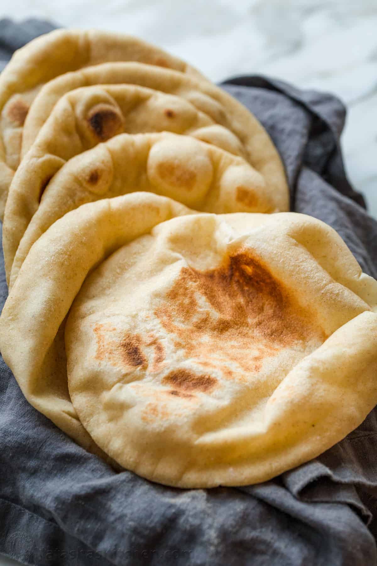 Pita Bread Recipe Oven Or Stovetop NatashasKitchen