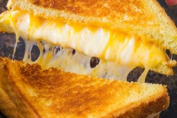 Grilled Cheese sandwich cut in half