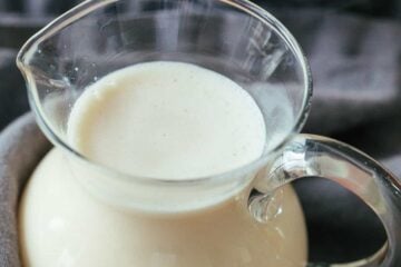 Homemade coffee creamer ready to pour into a cup of coffee