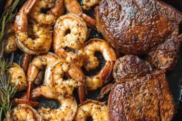 Surf and turf in a skillet