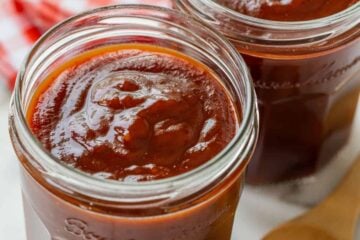 Two jars of homemade BBQ sauce