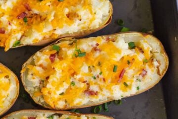 Twice baked potatoes stuffed and garnished