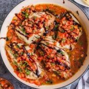 Bruschetta Chicken in skillet