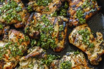 Chimichurri chicken in skillet