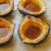 Roasted Acorn Squash with maple syrup and butter