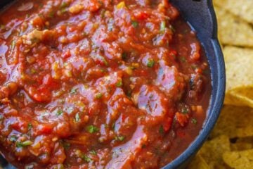 Roasted Tomato Salsa surrounded by tortilla chips