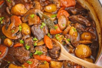 Beef Stew in a red pot
