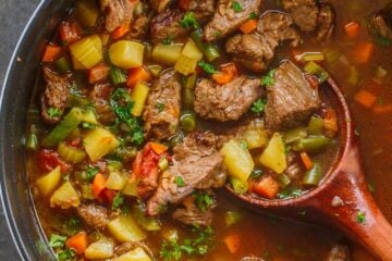 Vegetable Beef Soup recipe in pot