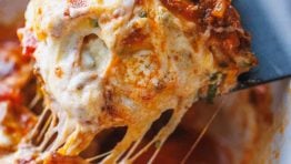 close up photo of zucchini lasagna being served