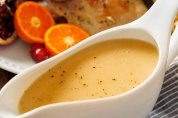 Turkey gravy in gravy boat