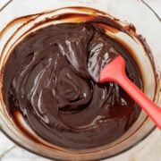 chocolate ganache mixed in a glass bowl