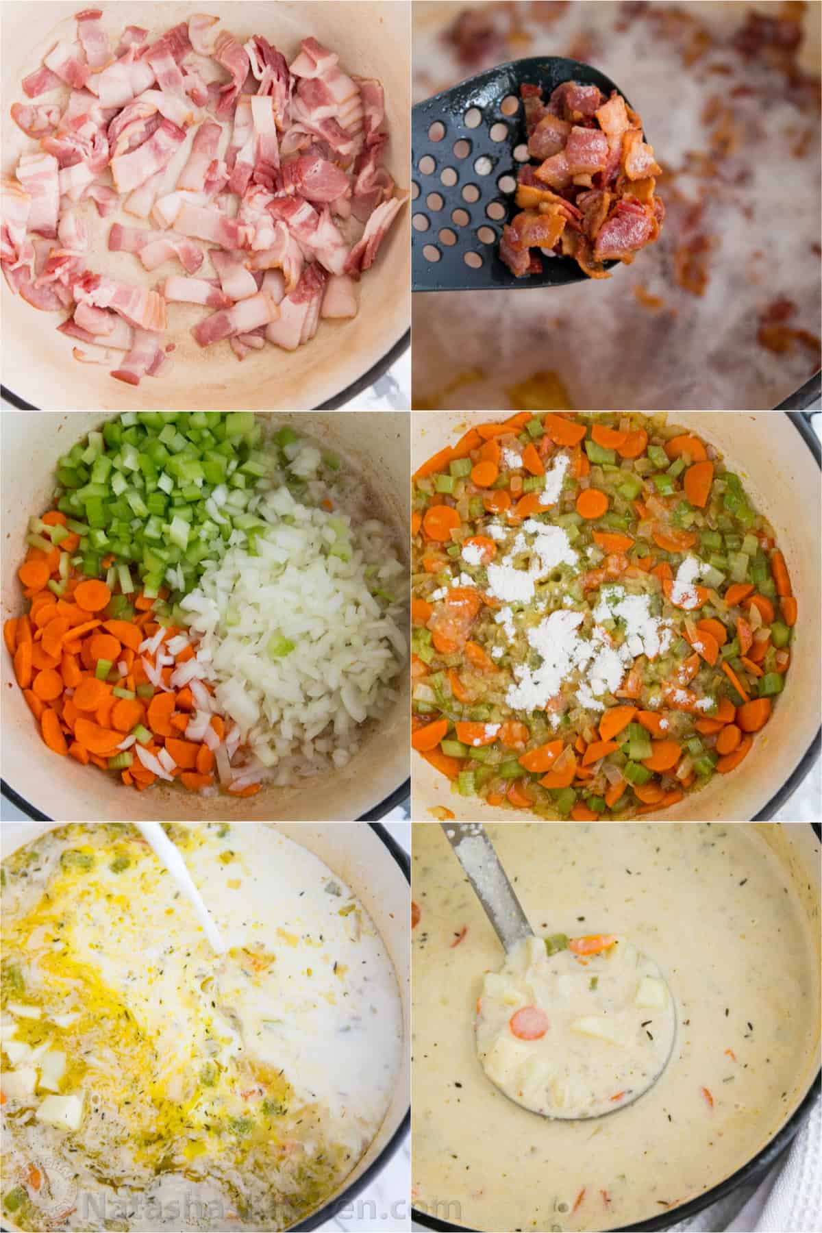 Step by step tutorial how to make clam chowder