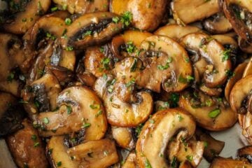 Sliced saut&eacute;ed mushrooms