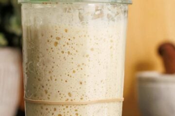 sourdough starter rising in a weck jar